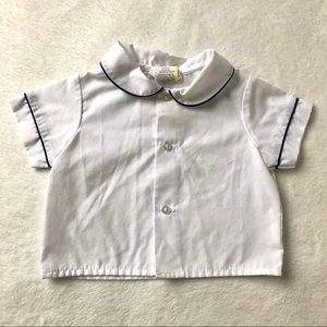 Vintage blouse shirt Peter Pan collar blue piping